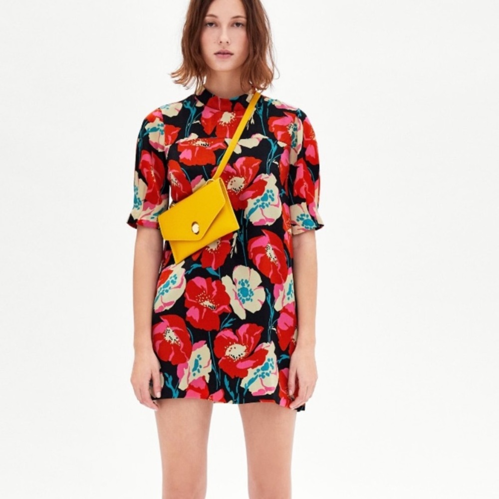 Zara trafaluc floral mini dress